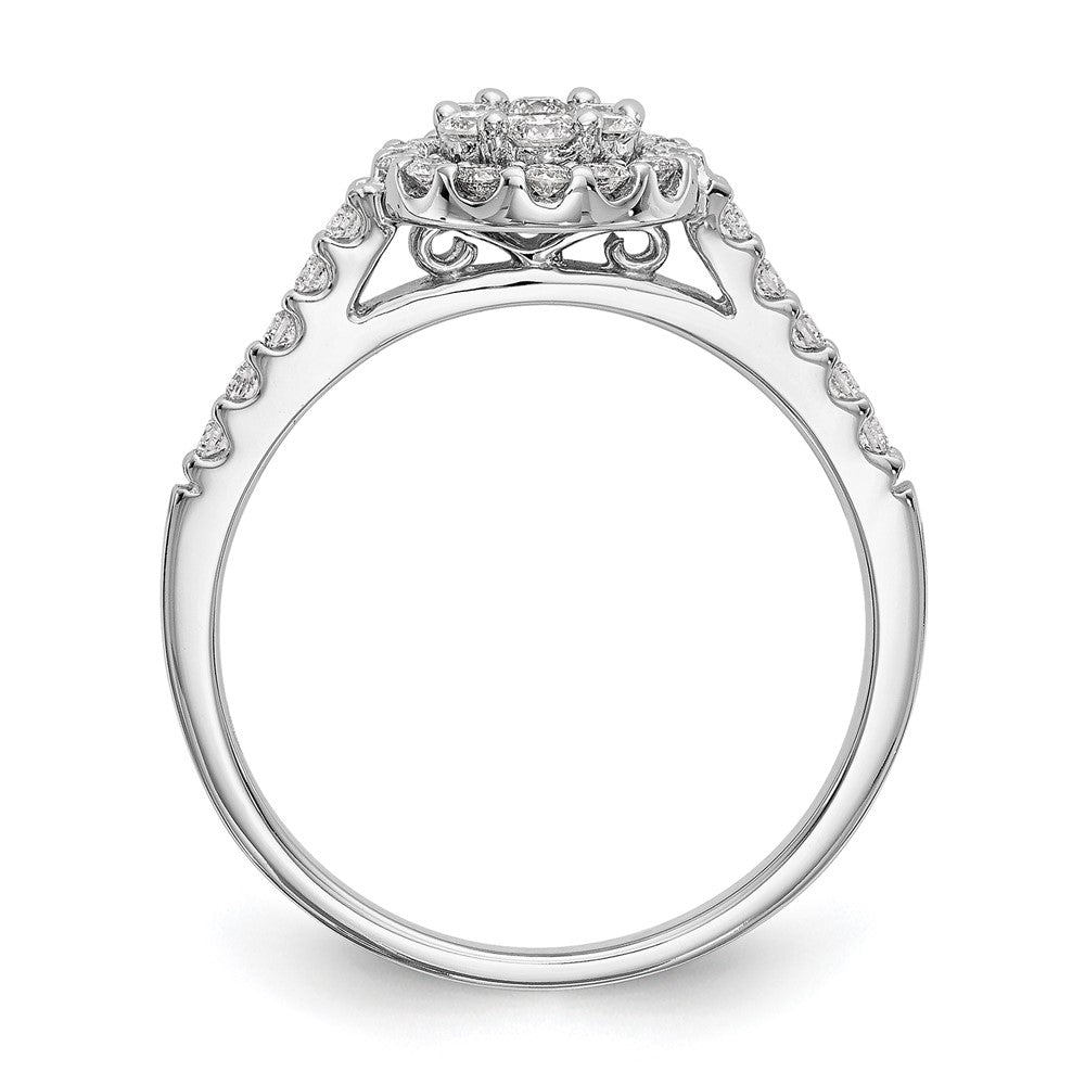 0.50ct. CZ Solid Real 14K White Gold Complete Cluster Engagement Ring