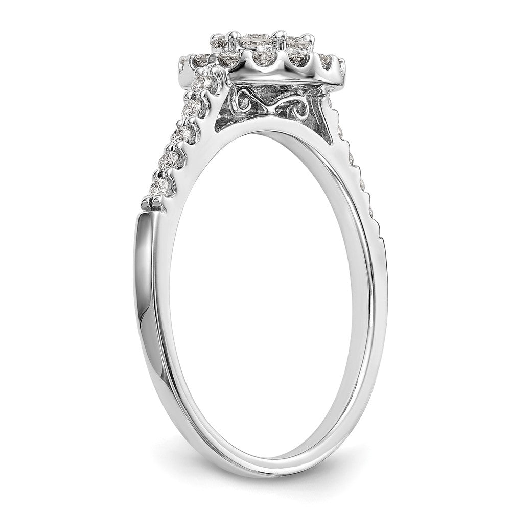 0.50ct. CZ Solid Real 14K White Gold Complete Cluster Engagement Ring