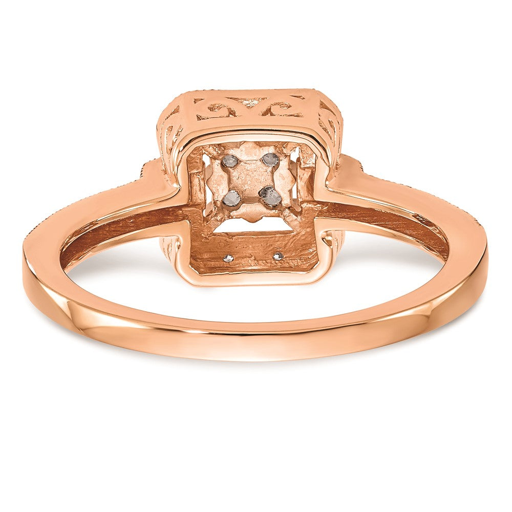 0.20ct. CZ Solid Real 14K Rose Gold Complete Cluster Engagement Ring