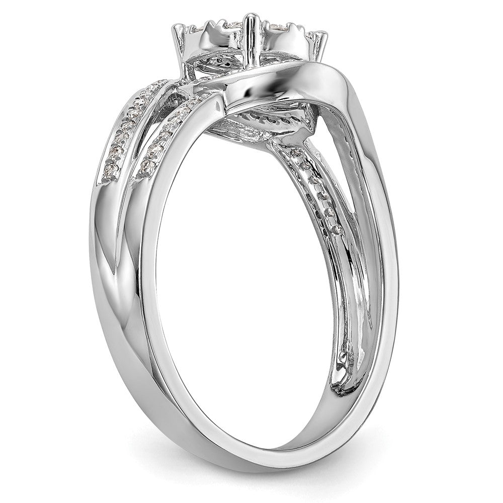 0.50ct. CZ Solid Real 14K White Gold Complete Cluster Engagement Ring