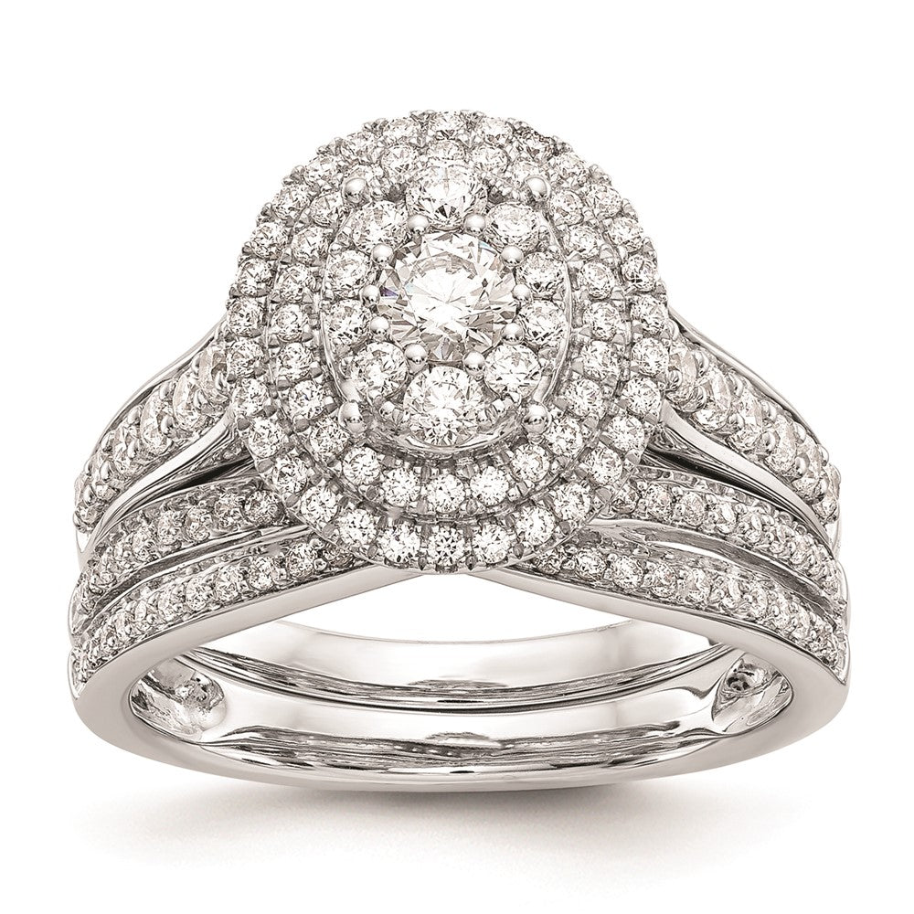 14K White Gold Real Diamond Cluster Wedding Band