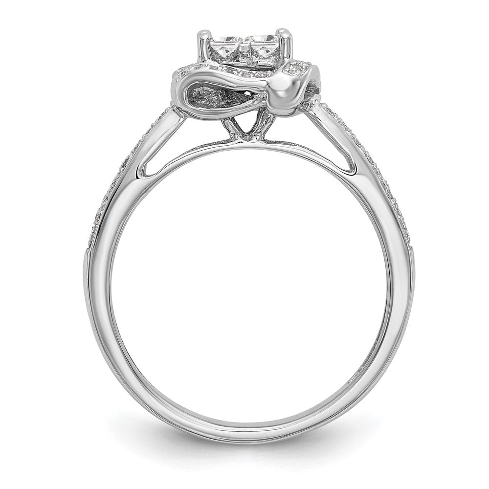 0.50ct. CZ Solid Real 14K White Gold Complete Cluster Engagement Ring