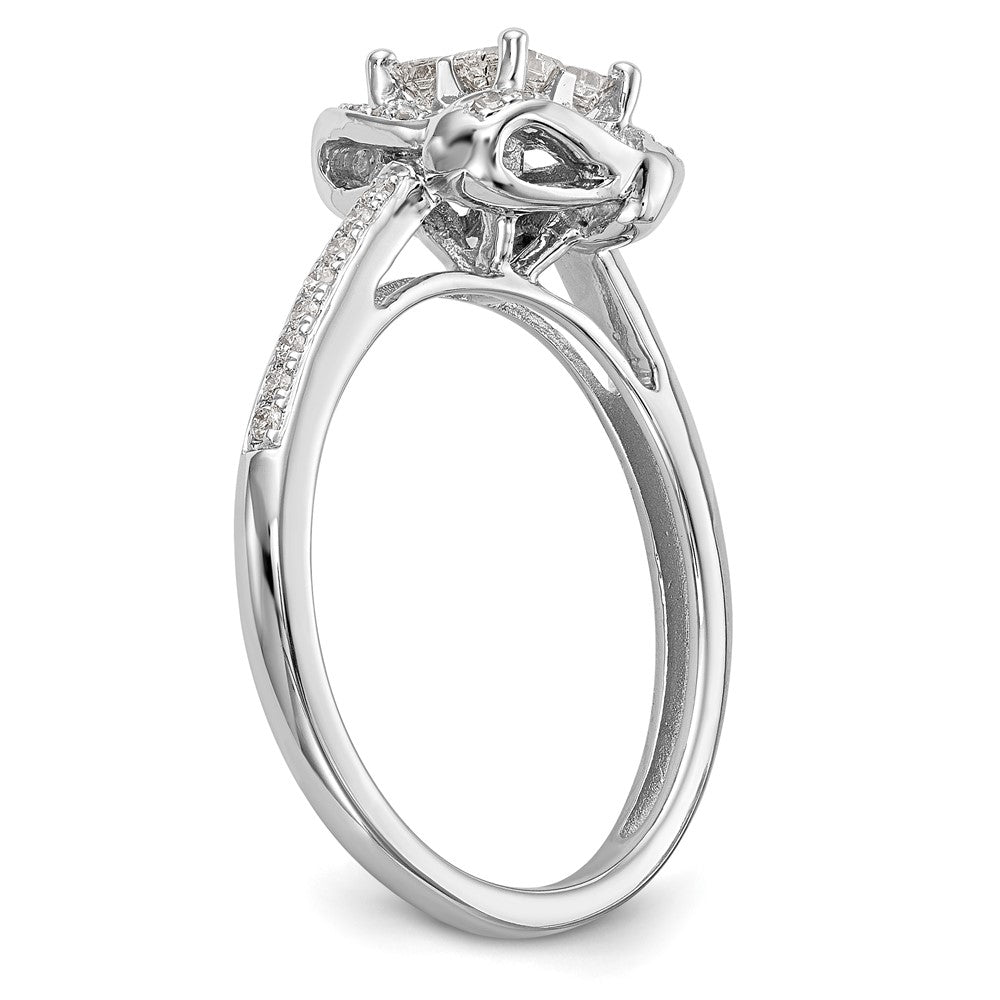 0.50ct. CZ Solid Real 14K White Gold Complete Cluster Engagement Ring