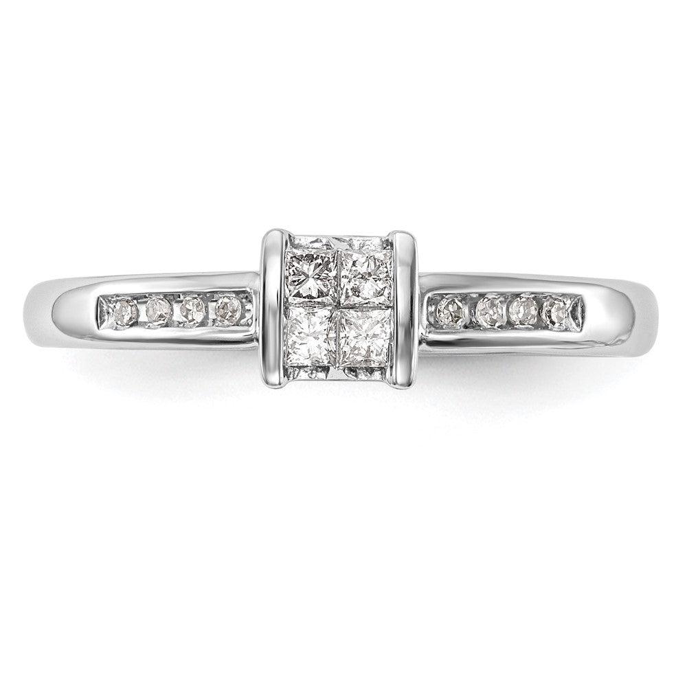 0.16ct. CZ Solid Real 14K White Gold Complete Cluster Engagement Ring