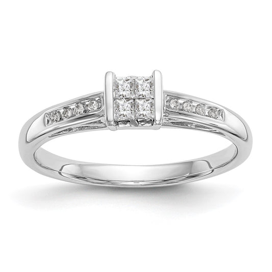 14K White Gold Complete Real Diamond Cluster Engagement Ring