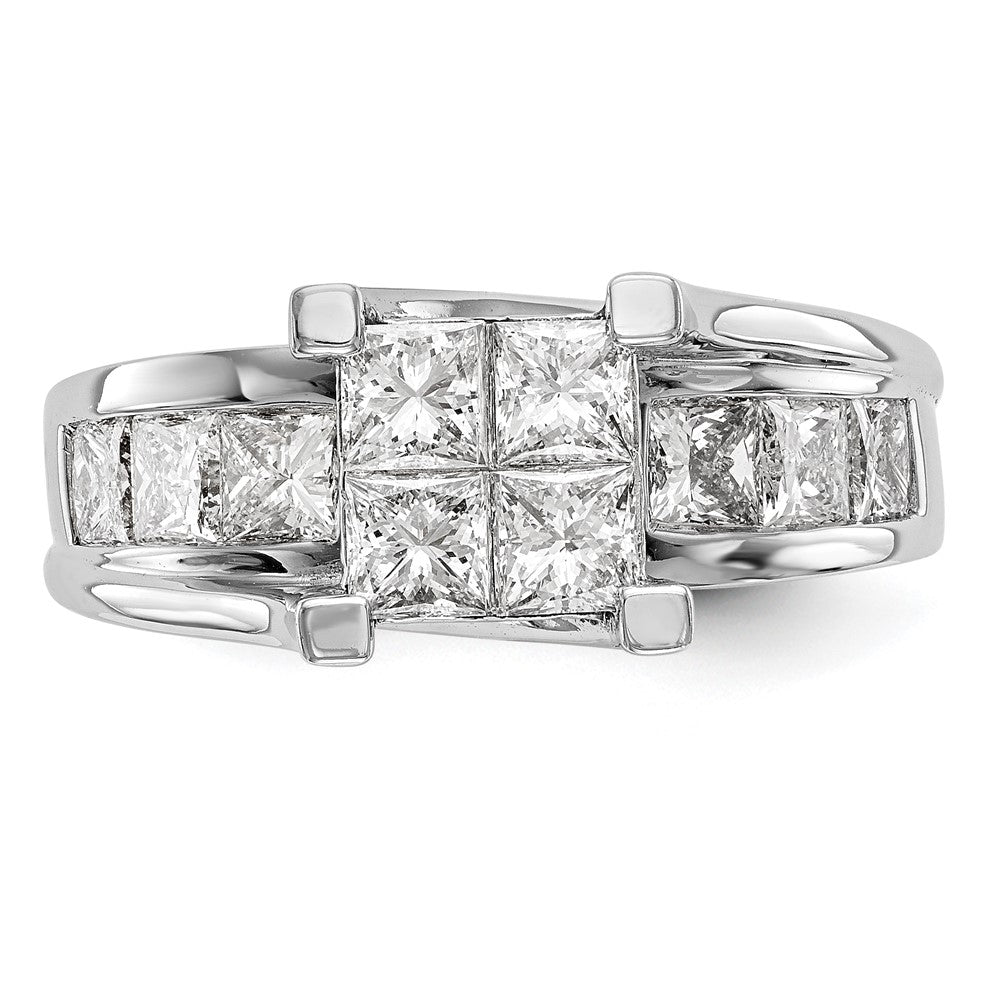 2.00ct. CZ Solid Real 14K White Gold Complete Cluster Engagement Ring