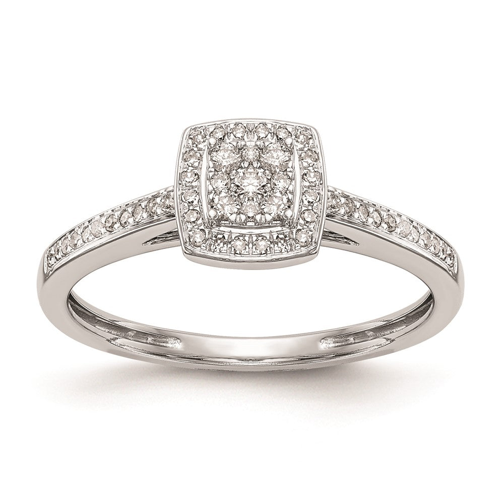 14K White Gold Complete Real Diamond Cluster Engagement Ring