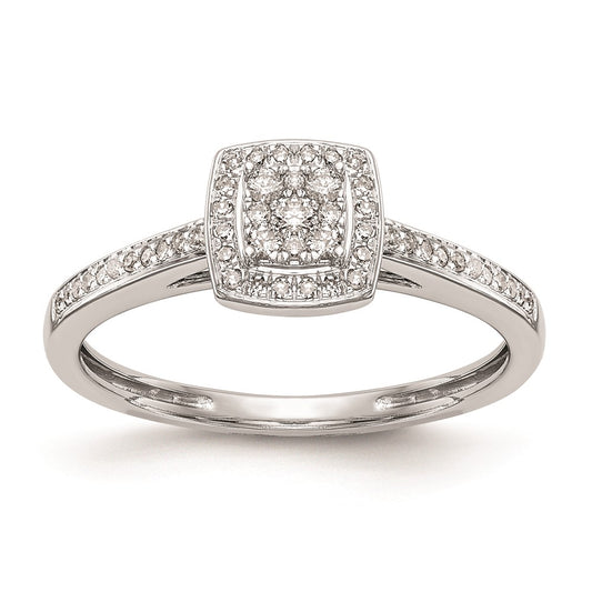 14K White Gold Complete Real Diamond Cluster Engagement Ring