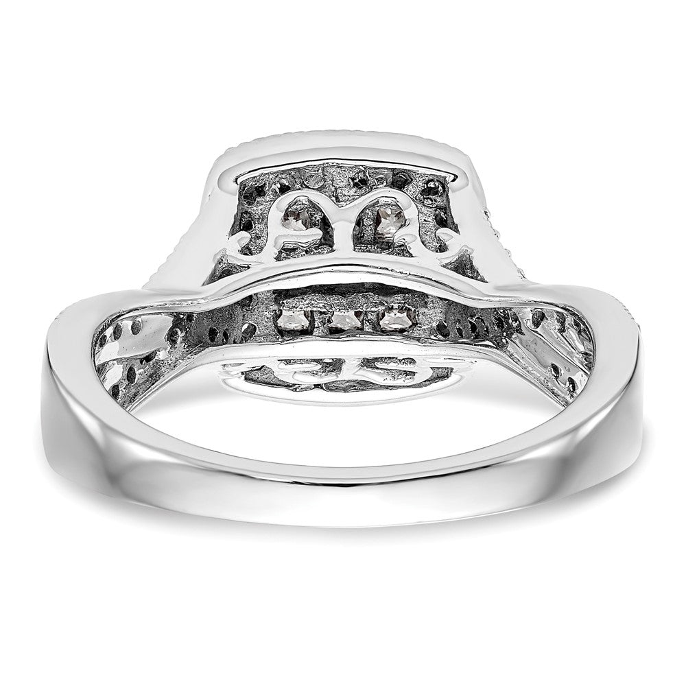 0.70ct. CZ Solid Real 14K White Gold Complete Cluster Engagement Ring