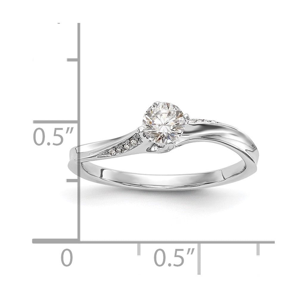 0.25ct. CZ Solid Real 14k White Gold Round By-Pass Engagement Ring