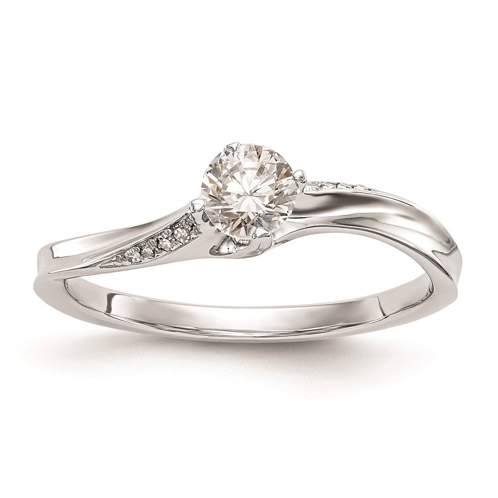 0.25ct. CZ Solid Real 14k White Gold Round By-Pass Engagement Ring