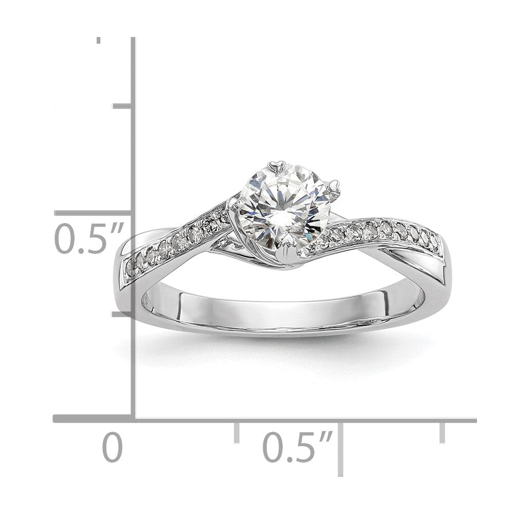 0.50ct. CZ Solid Real 14k White Gold Round By-Pass Engagement Ring