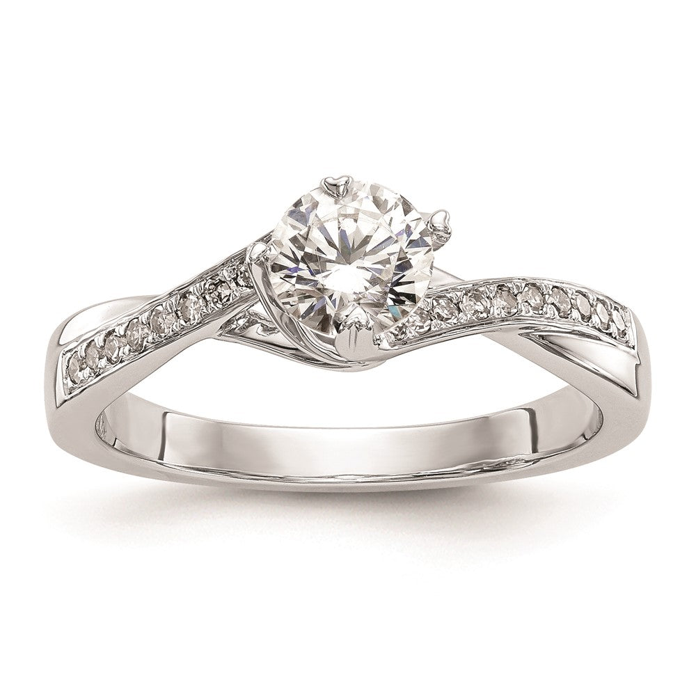 0.50ct. CZ Solid Real 14k White Gold Round By-Pass Engagement Ring