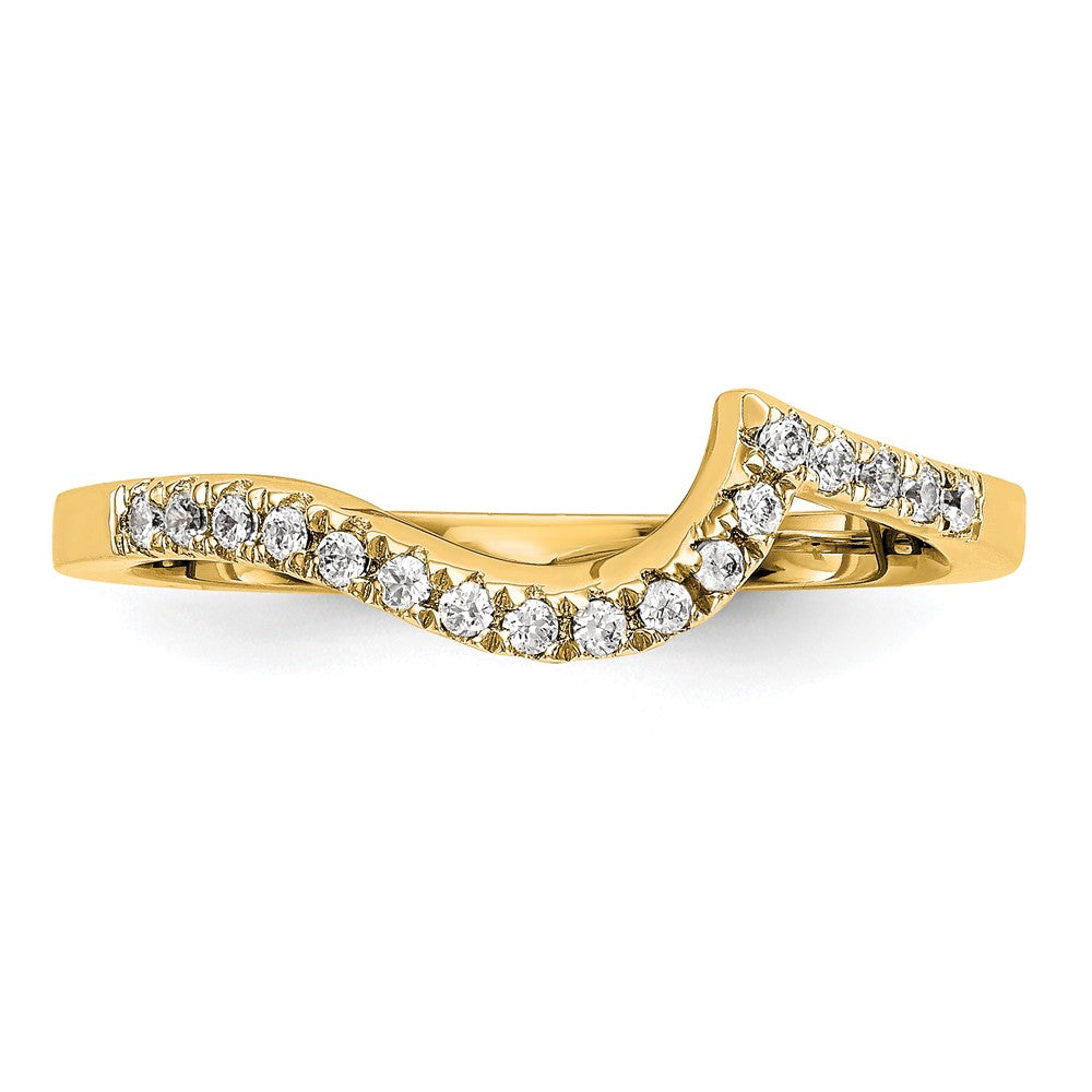 14k Yellow Gold Real Diamond Contoured Wedding Band