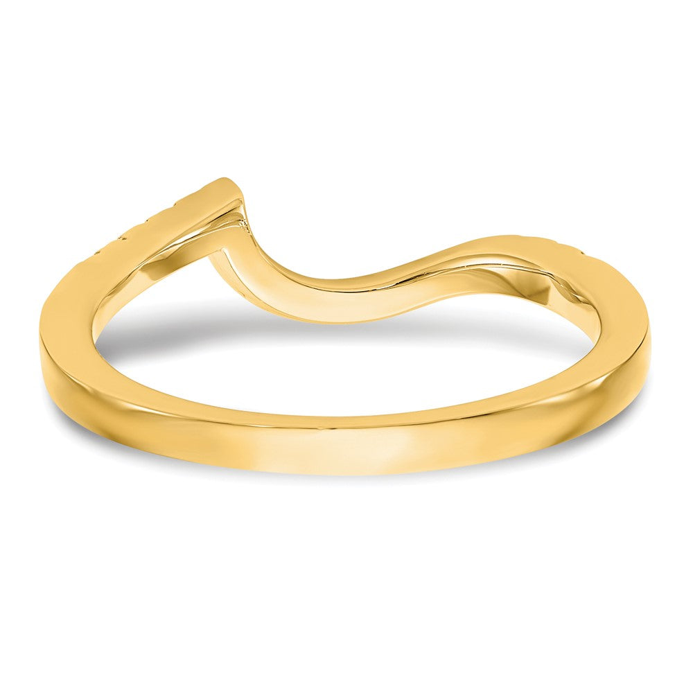 14k Yellow Gold Real Diamond Contoured Wedding Band