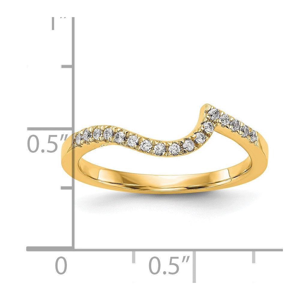 14k Yellow Gold Real Diamond Contoured Wedding Band