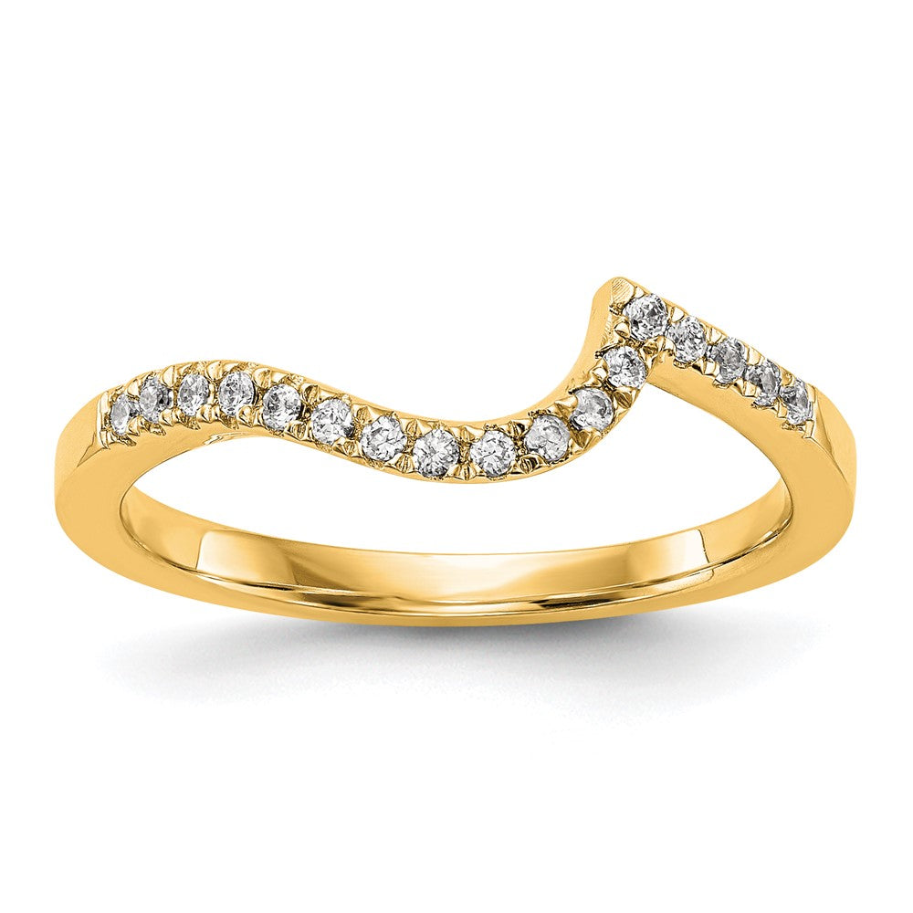 14k Yellow Gold Real Diamond Contoured Wedding Band