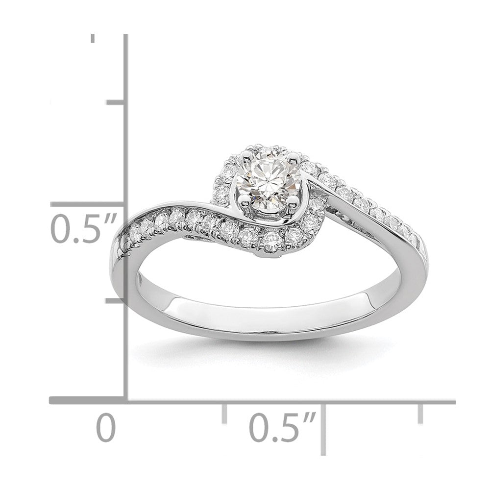 0.25ct. CZ Solid Real 14k White Gold Round By-Pass Engagement Ring