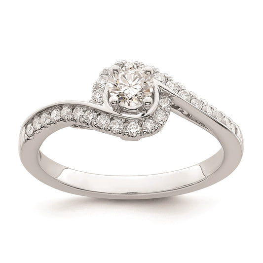 0.25ct. CZ Solid Real 14k White Gold Round By-Pass Engagement Ring