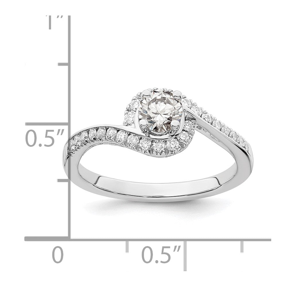 0.33ct. CZ Solid Real 14k White Gold Round By-Pass Engagement Ring