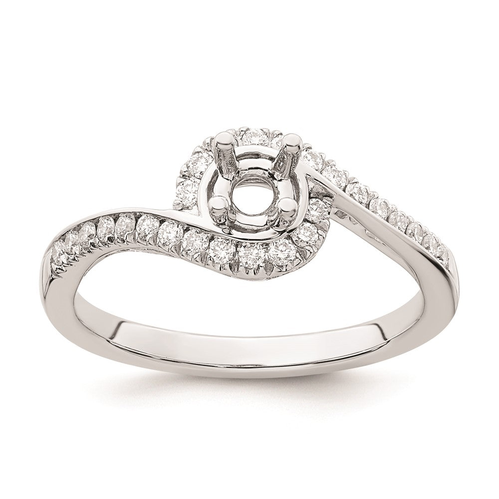 0.33ct. CZ Solid Real 14k White Gold Round By-Pass Engagement Ring