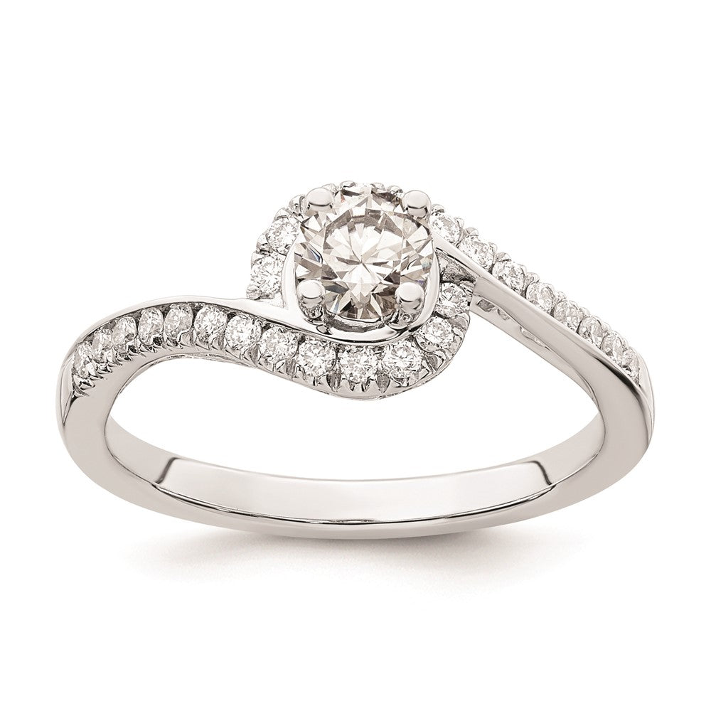 0.33ct. CZ Solid Real 14k White Gold Round By-Pass Engagement Ring