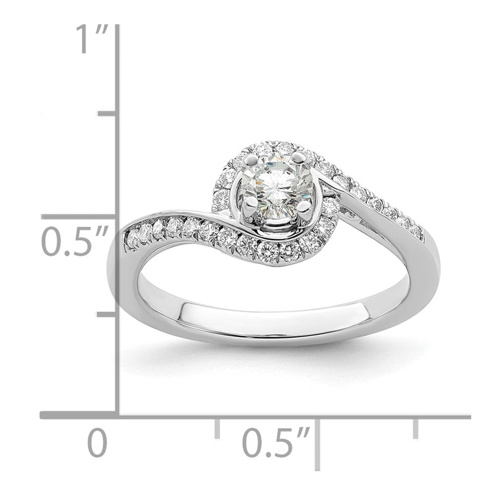 0.50ct. CZ Solid Real 14k White Gold Round By-Pass Engagement Ring