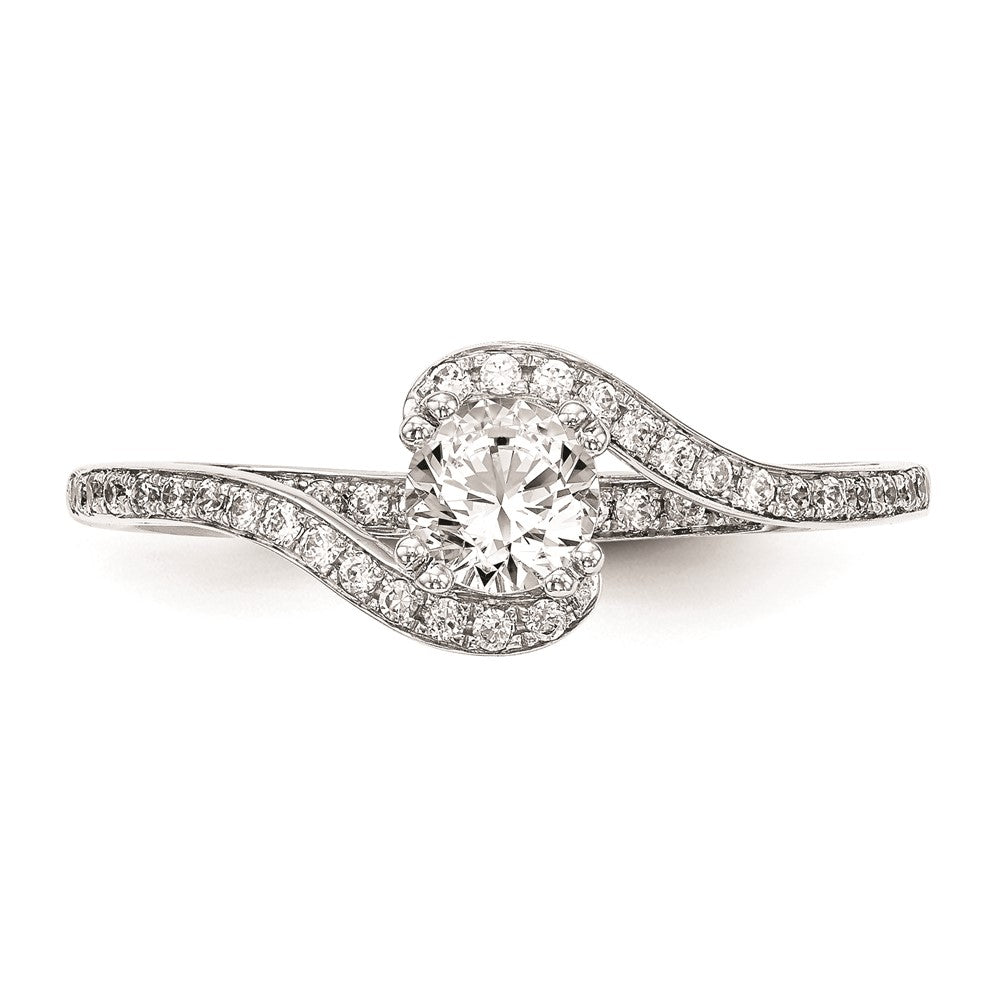 0.33ct. CZ Solid Real 14K White Gold By-Pass Engagement Ring