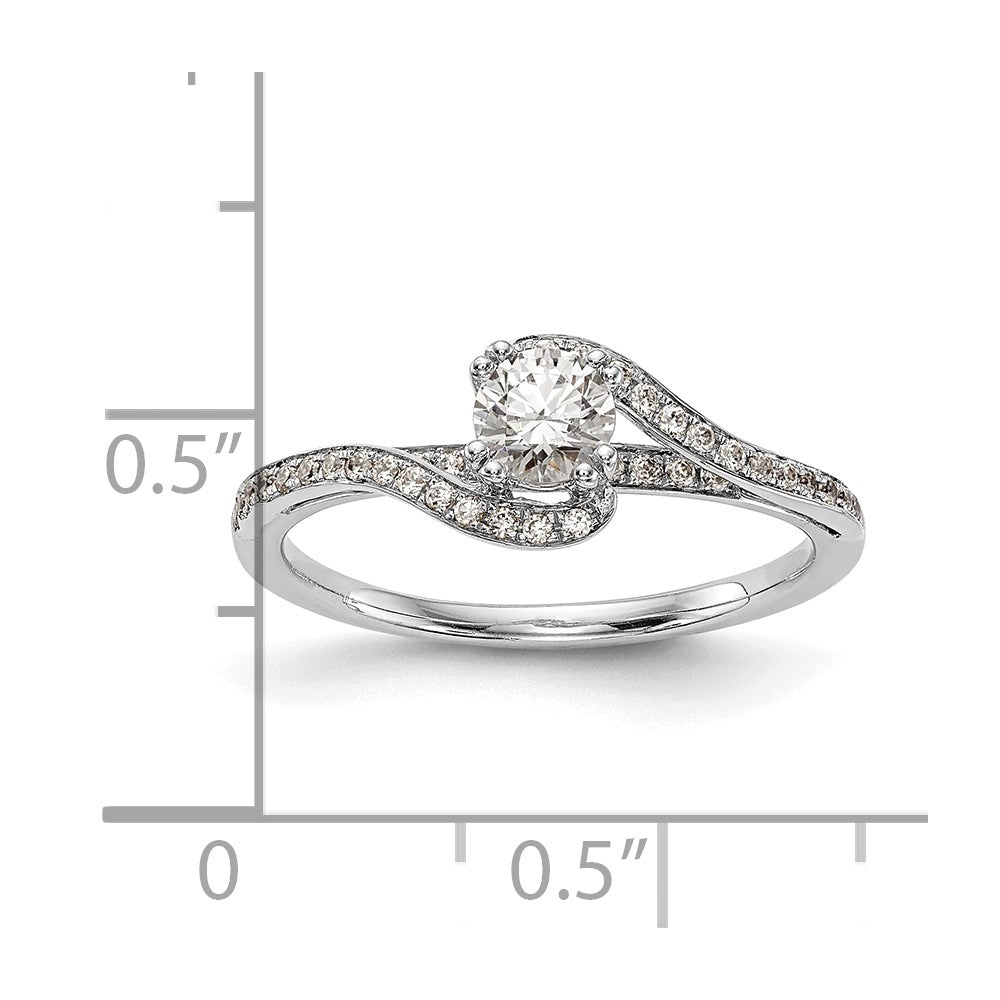 0.33ct. CZ Solid Real 14K White Gold By-Pass Engagement Ring