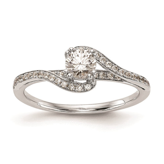 0.33ct. CZ Solid Real 14K White Gold By-Pass Engagement Ring