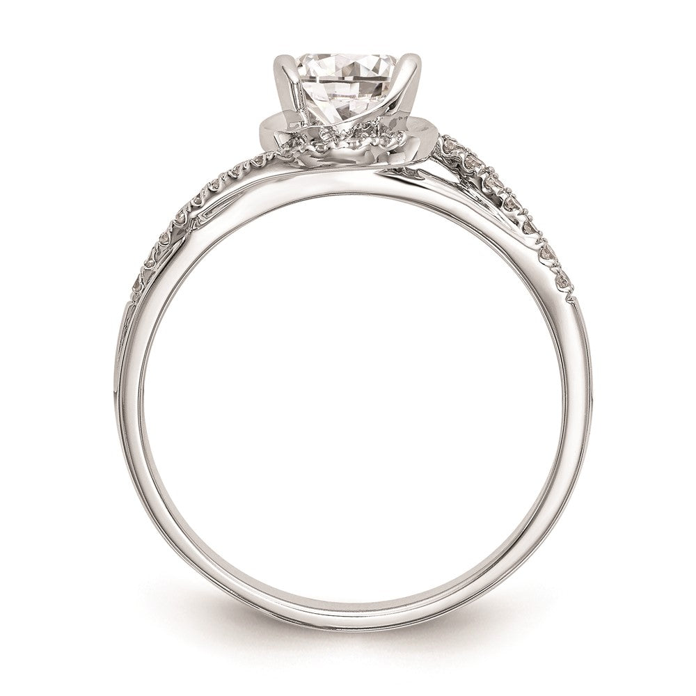 0.33ct. CZ Solid Real 14k White Gold Round By-Pass Engagement Ring