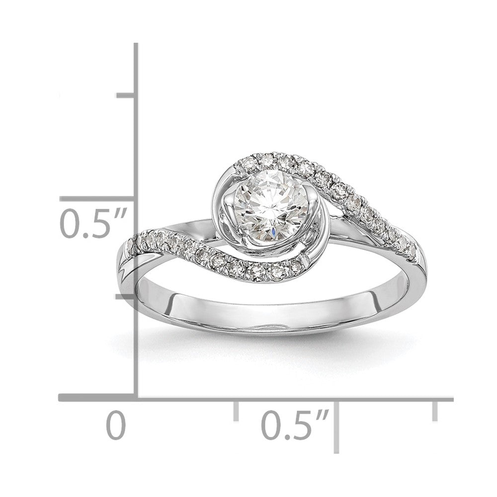 0.33ct. CZ Solid Real 14k White Gold Round By-Pass Engagement Ring