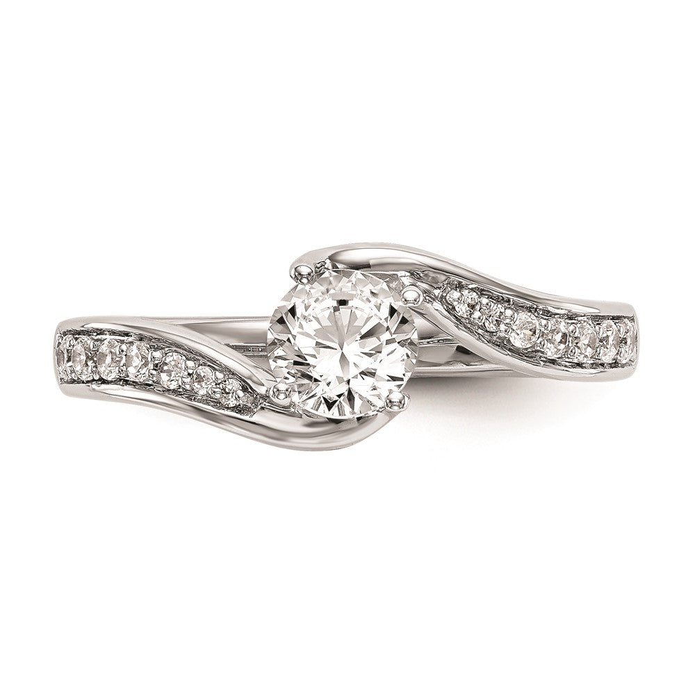 0.50ct. CZ Solid Real 14k White Gold Round By-Pass Engagement Ring