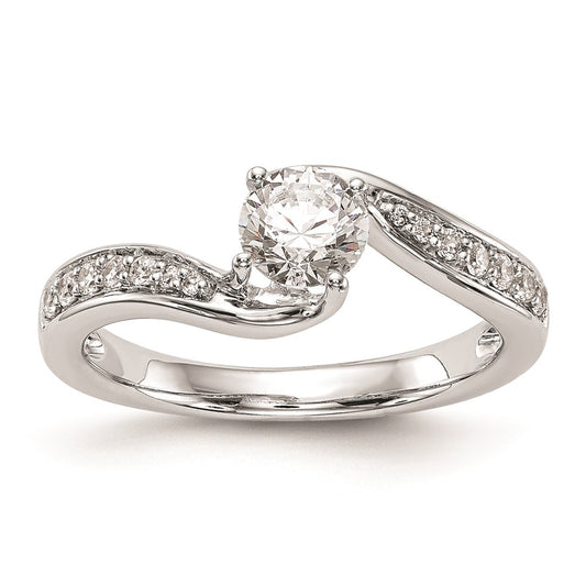 0.50ct. CZ Solid Real 14k White Gold Round By-Pass Engagement Ring