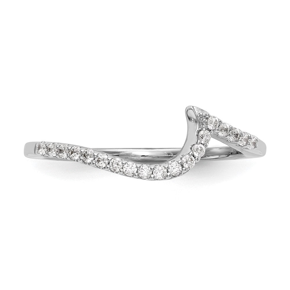 14K White Gold Real Diamond Contoured Wedding Band