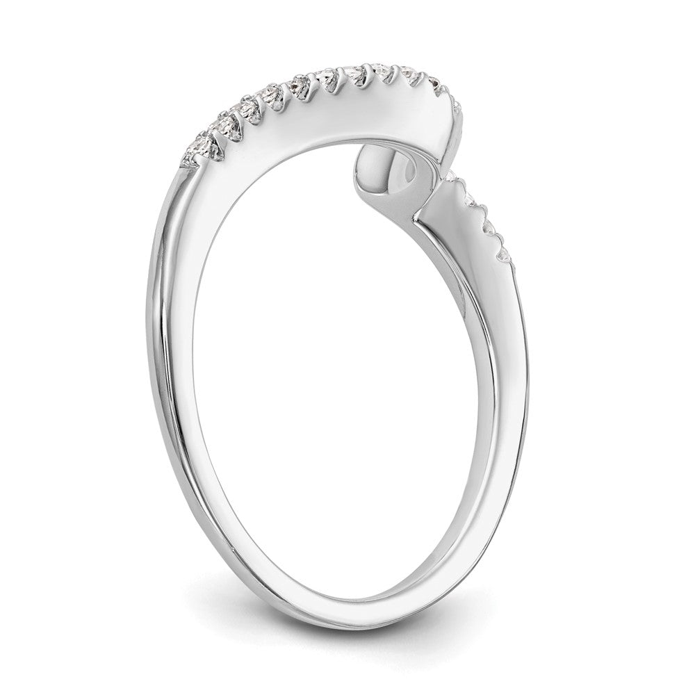 14K White Gold Real Diamond Contoured Wedding Band