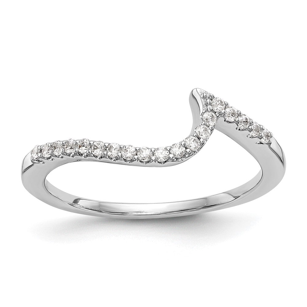 14K White Gold Real Diamond Contoured Wedding Band