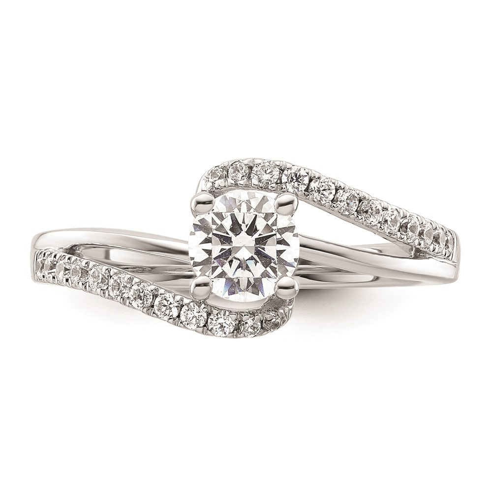 0.50ct. CZ Solid Real 14k White Gold Round By-Pass Engagement Ring