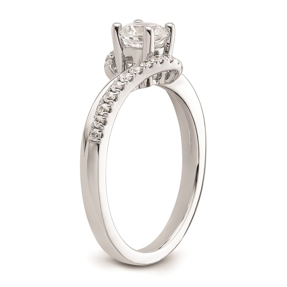 0.50ct. CZ Solid Real 14k White Gold Round By-Pass Engagement Ring