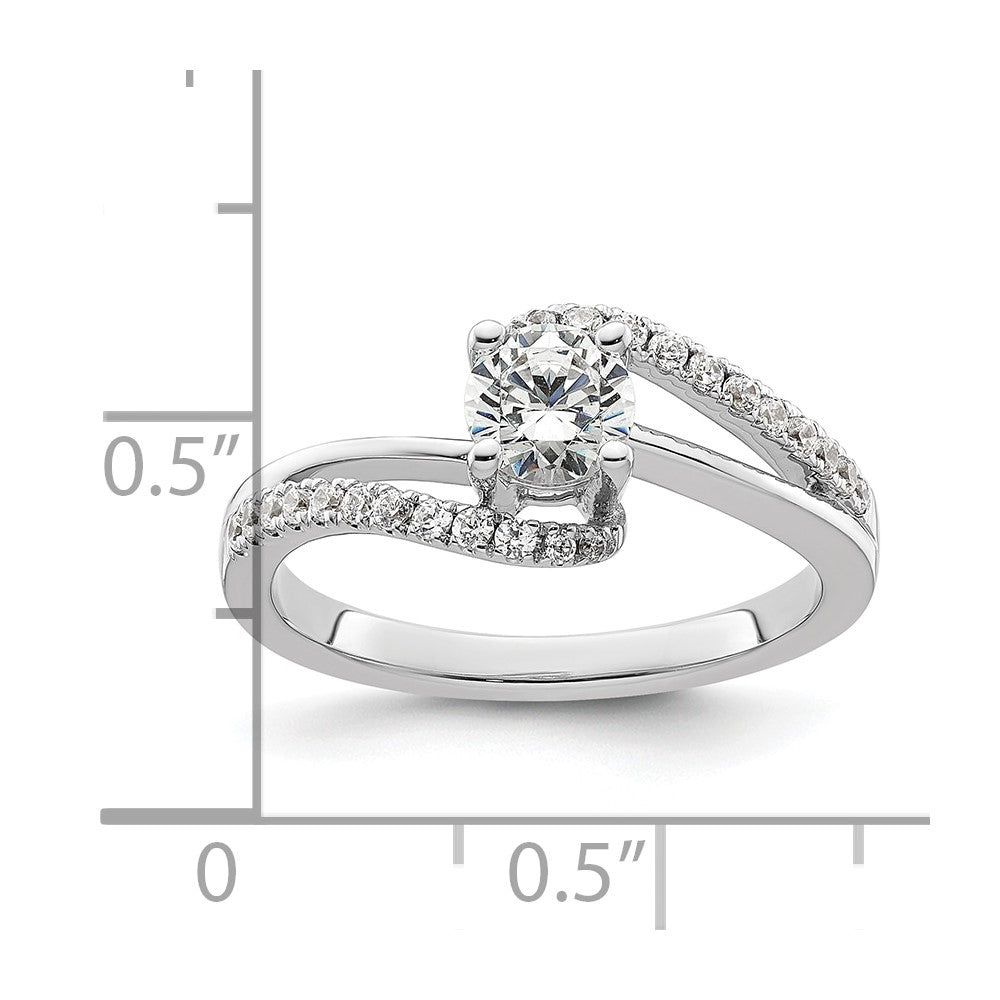 0.50ct. CZ Solid Real 14k White Gold Round By-Pass Engagement Ring