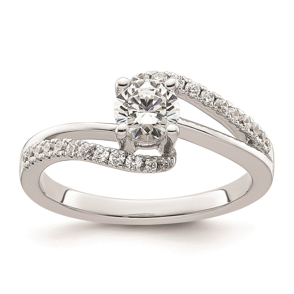 0.50ct. CZ Solid Real 14k White Gold Round By-Pass Engagement Ring