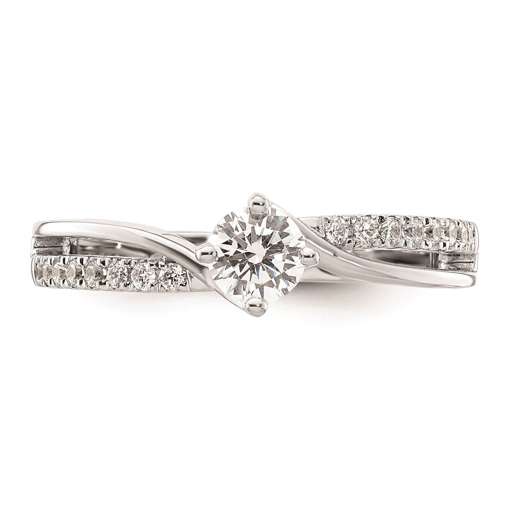 0.33ct. CZ Solid Real 14k White Gold Round By-Pass Engagement Ring