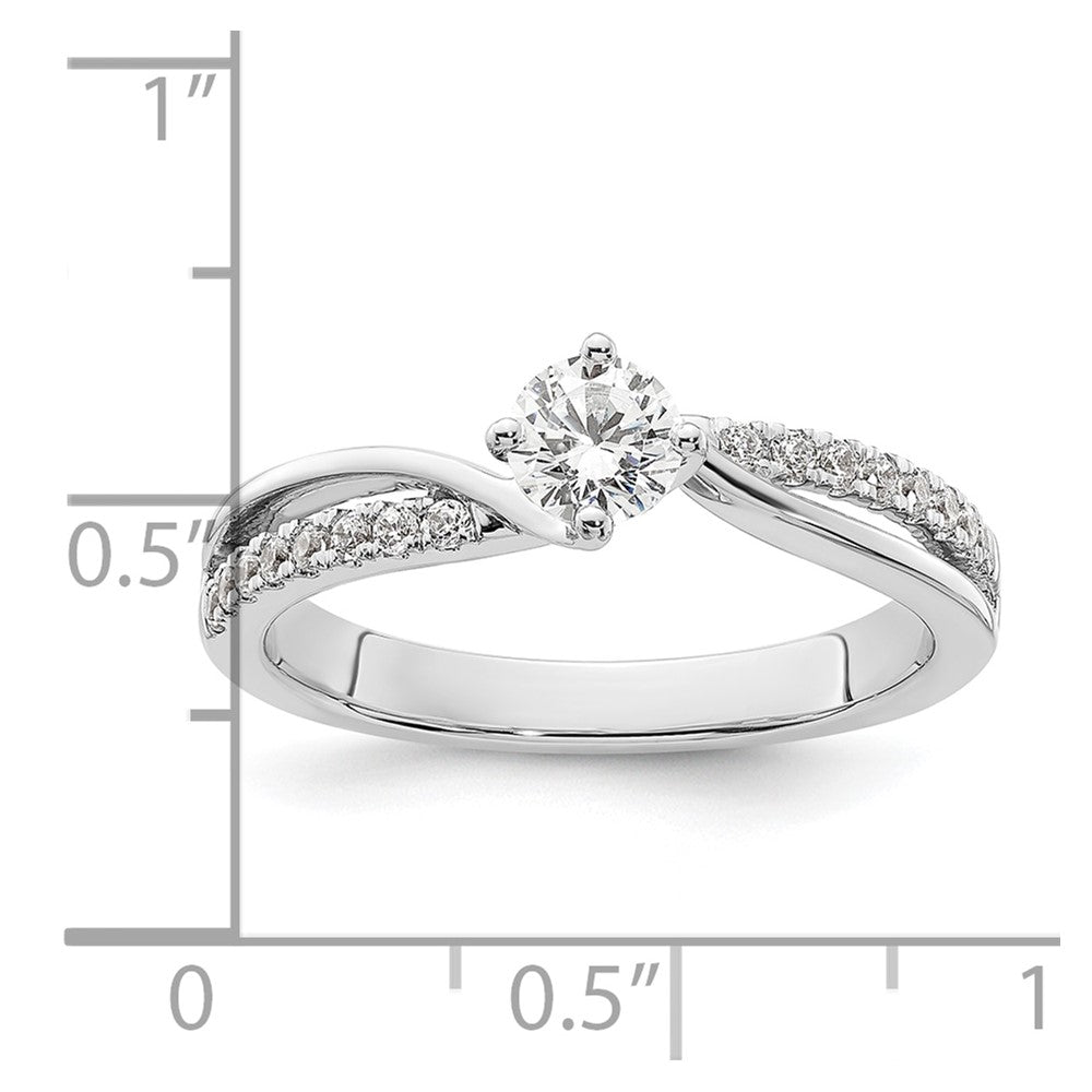 0.33ct. CZ Solid Real 14k White Gold Round By-Pass Engagement Ring