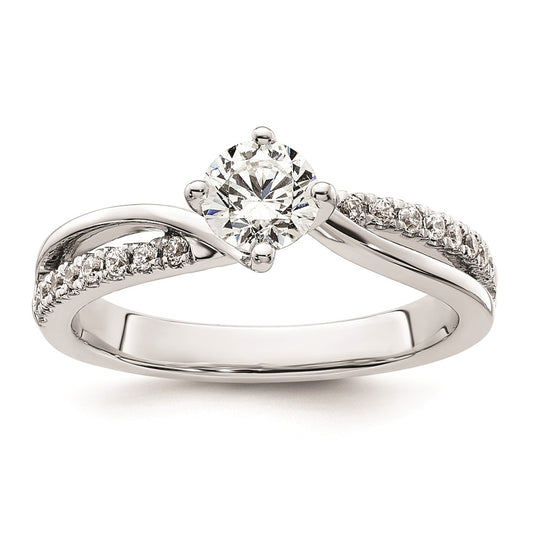 0.50ct. CZ Solid Real 14k White Gold Round By-Pass Engagement Ring