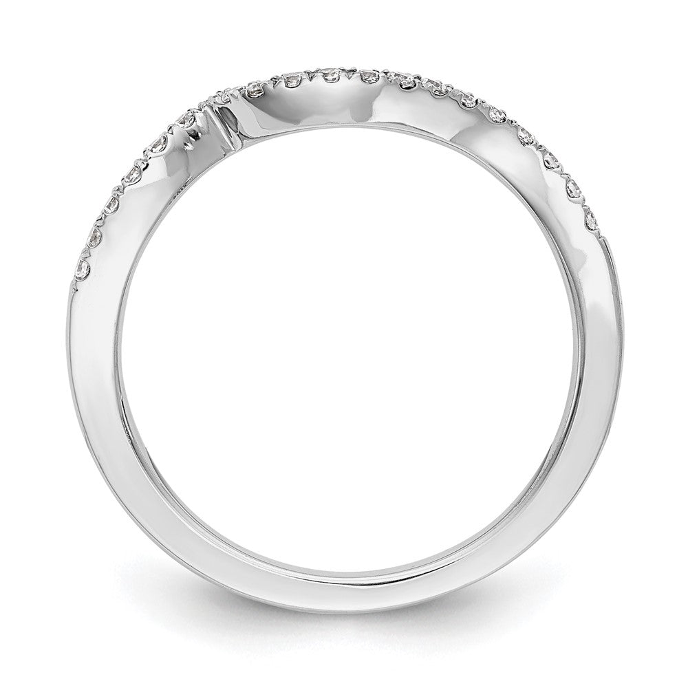 14K White Gold Real Diamond Contoured Wedding Band