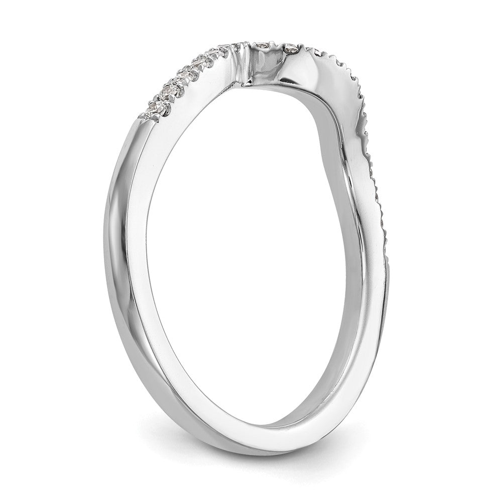 14K White Gold Real Diamond Contoured Wedding Band