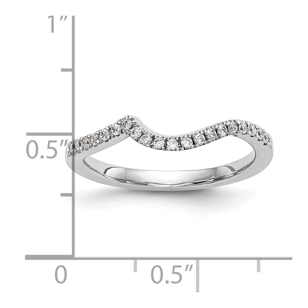 14K White Gold Real Diamond Contoured Wedding Band