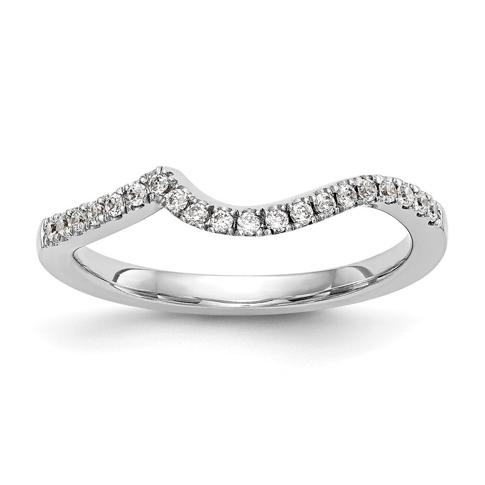 14K White Gold Real Diamond Contoured Wedding Band