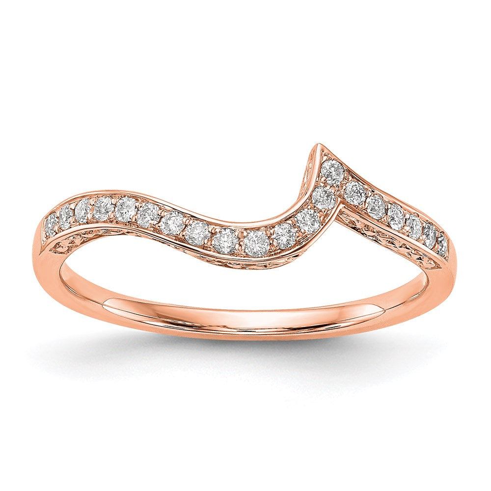 14K Rose Gold Real Diamond Wedding Band