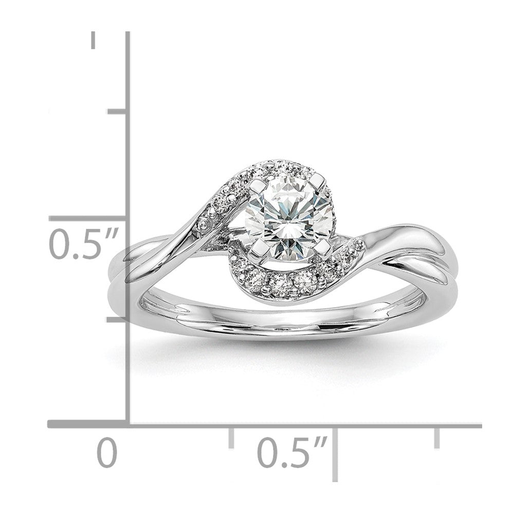 0.10ct. CZ Solid Real 14K White Gold Peg Set By-Pass Engagement Ring